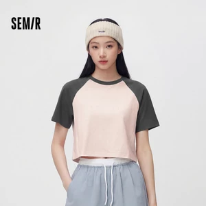 Semir Moisture Wicking Nhanh Khô Chống Nắng Tay Ngắn Áo Nữ Mùa Hè Crop Raglan Tay Vintage In Top