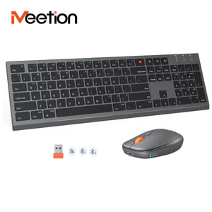 Meetion C9994 Ban phim chuot khong day sieu mong Full Size sac USB-C 4 DPI cho Windows Mac