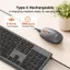 Meetion C9994 Ban phim chuot khong day sieu mong Full Size sac USB-C 4 DPI cho Windows Mac