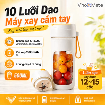 Máy xay cầm tay Cốc ép trái cây cá nhân 10 cánh, Máy xay sinh tố Mini không dây có thể sạc lại USB / Máy xay sinh tố Mini không dây để nghiền đá / 500ml / Không chứa BPA / sinh tố du lịch có ống hút /