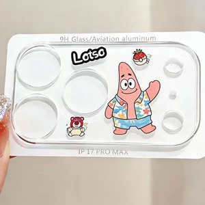 Nhãn dán ống kính hoạt hình dễ thương màu hồng Thích hợp cho Apple 17Pro / 17ProMax Phim ống kính cường lực HD chống sốc