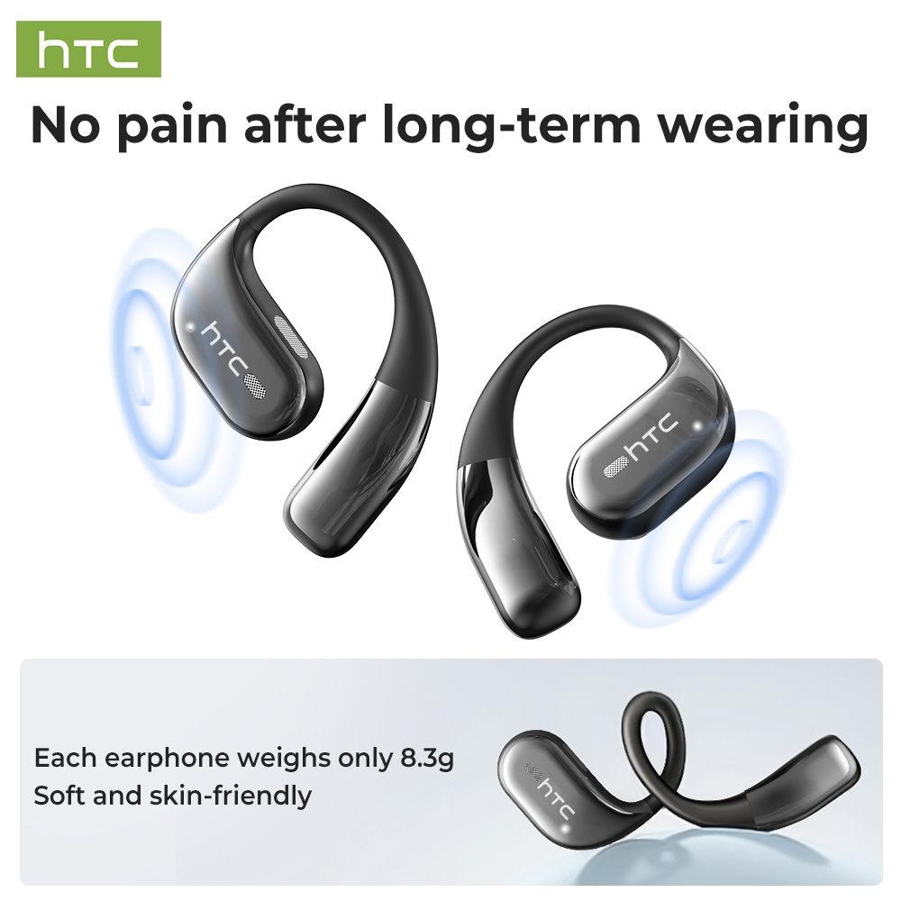 HTC NE77 Tai nghe Open-Ear OWS kèm hộp sạc có màn hình cảm ứng thông minh, truyền tải âm thanh không suy hao (lossless) qua Bluetooth 6.0, âm thanh Hi-Fi nguyên bản và khả năng kháng nước chuẩn IPX5 dành cho thể thao. | BigBuy360 - bigbuy360.vn