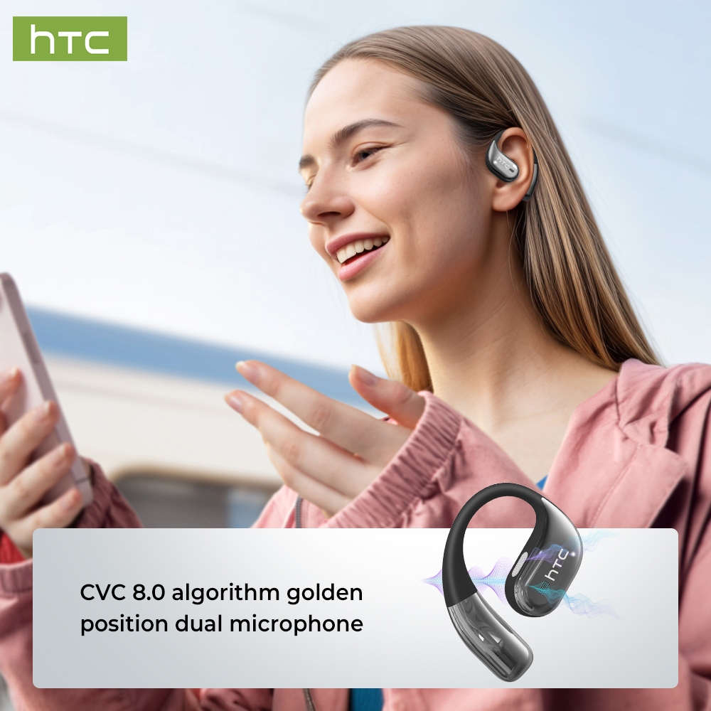 HTC NE77 Tai nghe Open-Ear OWS kèm hộp sạc có màn hình cảm ứng thông minh, truyền tải âm thanh không suy hao (lossless) qua Bluetooth 6.0, âm thanh Hi-Fi nguyên bản và khả năng kháng nước chuẩn IPX5 dành cho thể thao. | BigBuy360 - bigbuy360.vn
