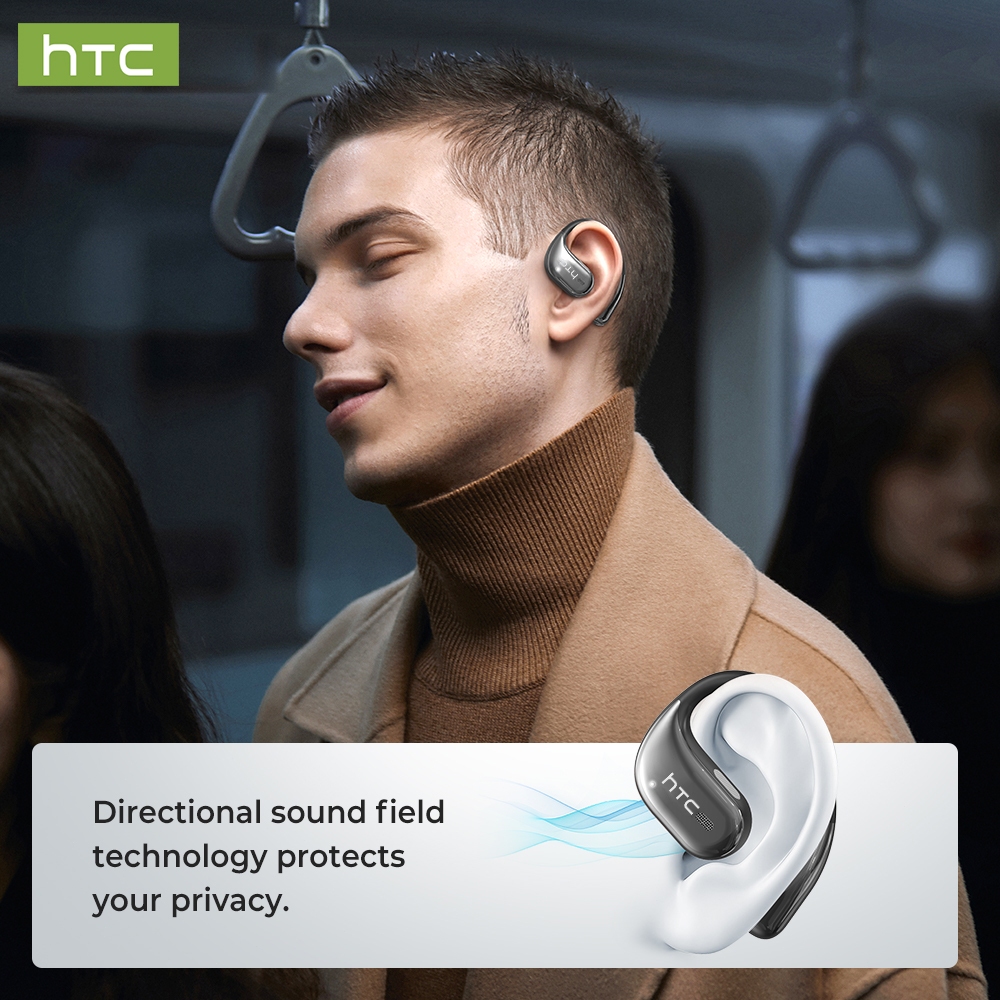 HTC NE77 Tai nghe Open-Ear OWS kèm hộp sạc có màn hình cảm ứng thông minh, truyền tải âm thanh không suy hao (lossless) qua Bluetooth 6.0, âm thanh Hi-Fi nguyên bản và khả năng kháng nước chuẩn IPX5 dành cho thể thao. | BigBuy360 - bigbuy360.vn