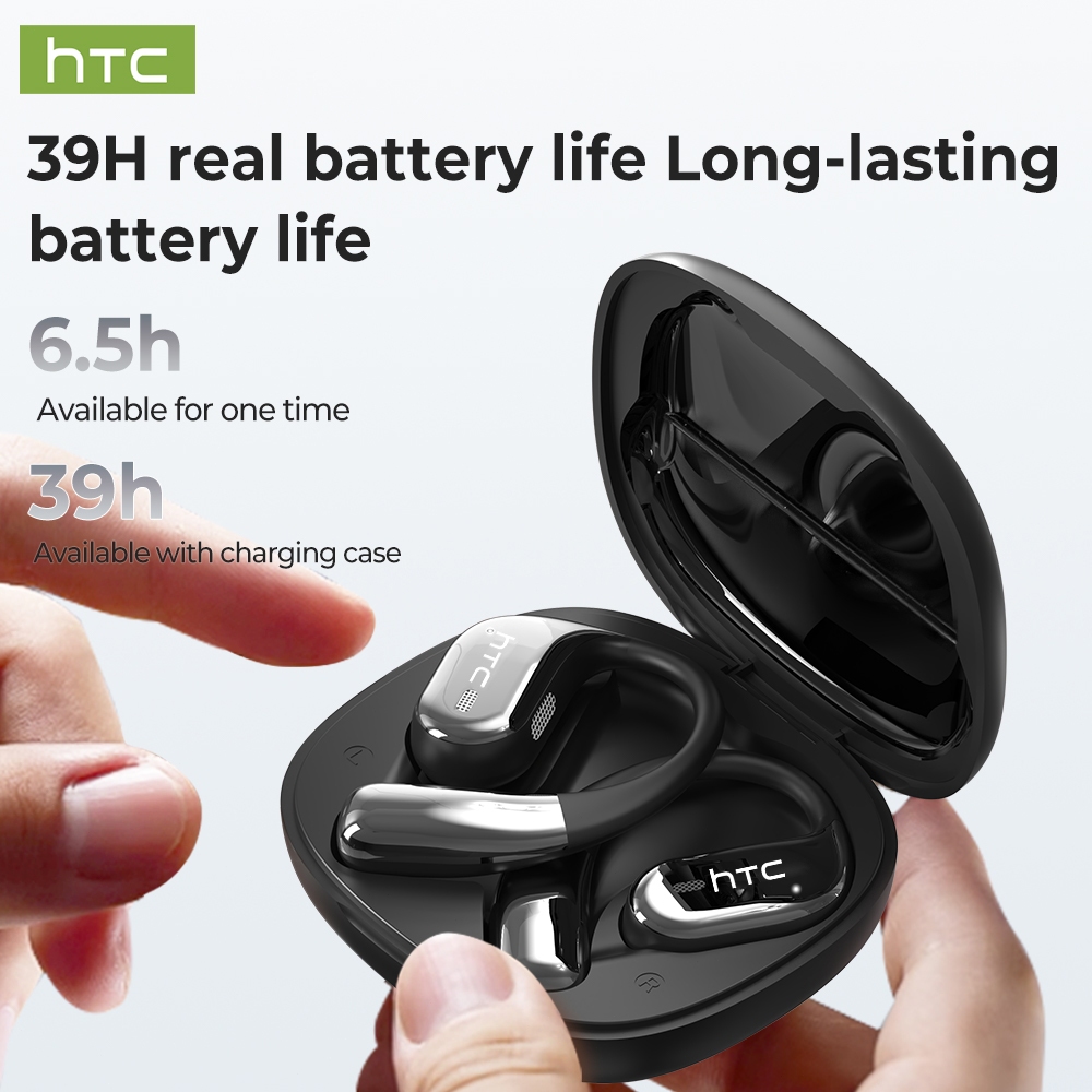 HTC NE77 Tai nghe Open-Ear OWS kèm hộp sạc có màn hình cảm ứng thông minh, truyền tải âm thanh không suy hao (lossless) qua Bluetooth 6.0, âm thanh Hi-Fi nguyên bản và khả năng kháng nước chuẩn IPX5 dành cho thể thao. | BigBuy360 - bigbuy360.vn