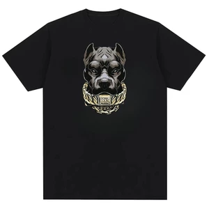 Dog Pit Bull Đen Vui Nhộn In Họa Tiết Trung Lập Thời Trang Thoải Mái Áo Thun Cotton Nguyên Chất