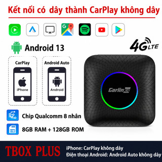 Carlinkit TBOX Carplay Android Auto Ai Box (8 + 128g) Android13.0 Apple CarPlay / Android Auto cho ô tô Qualcomm Snapdragon 6225 8 nhân