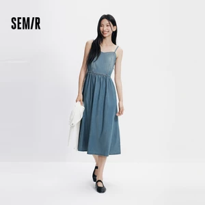 Semir Làm Mát Denim Hai Mảnh Đầm Nữ Mùa Hè Cổ Chữ V Váy Crop Cardigan Ngọt Ngào Phong Cách Thoáng Mát