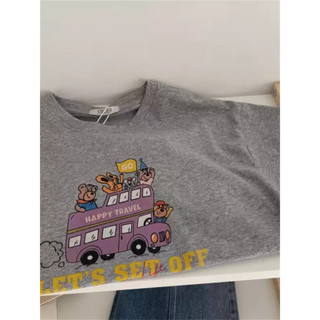 2026 Mới Cổ Tròn Thương Hiệu Mới 100% cotton Lười Rời Hoạt Hình In Hình Áo Thun Nữ Tay Ngắn