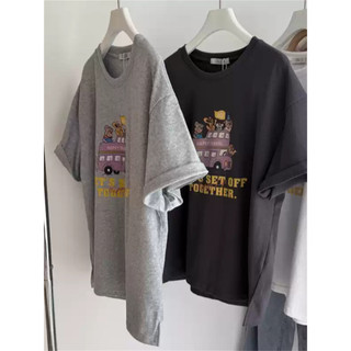 2026 Mới Cổ Tròn Thương Hiệu Mới 100% cotton Lười Rời Hoạt Hình In Hình Áo Thun Nữ Tay Ngắn