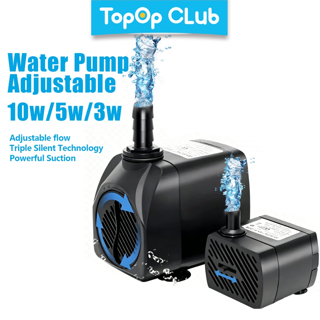 TOPOPCLUB Máy bơm nước bể cá Máy bơm đài phun nước Máy bơm thu nhỏ chìm cho ao cá Thích hợp cho đài phun nước và bể cá cho mèo