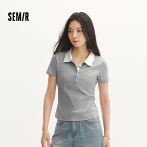 Semir Làm Mát Giả Hai Mảnh Áo Sơ Mi Polo Nữ Mùa Hè 2026 Lưới Mỏng Nơ Nhỏ Top
