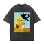 Van Gogh Sunflower Black Cat nhại lại in họa tiết retro rửa màu tím giản dị áo thun nghệ thuật