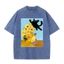Van Gogh Sunflower Black Cat nhại lại in họa tiết retro rửa màu tím giản dị áo thun nghệ thuật