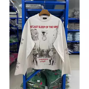 Áo thun dài tay in họa tiết trừu tượng đau khổ cổ điển Unisex