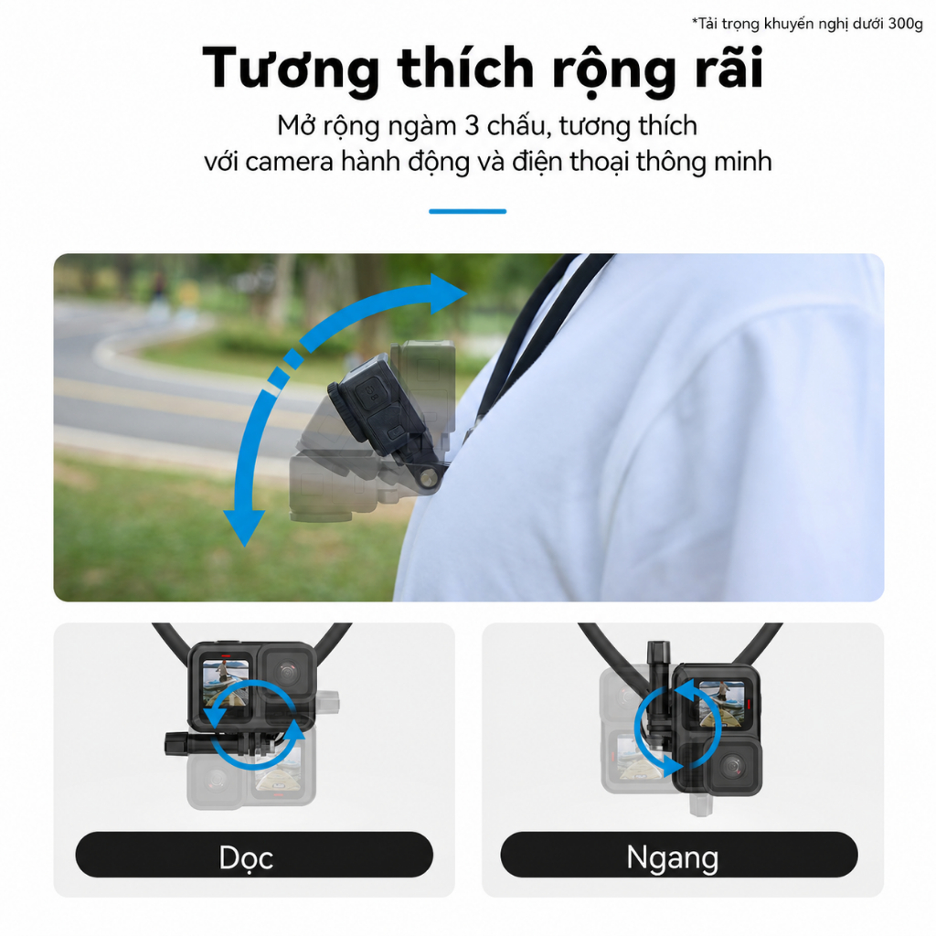 Giá Đỡ Đeo Cổ SE 2.0 Xoay 90° Quay POV Rảnh Tay, Đệm Khí và Dây Đeo Ngực cho GoPro DJI Insta360