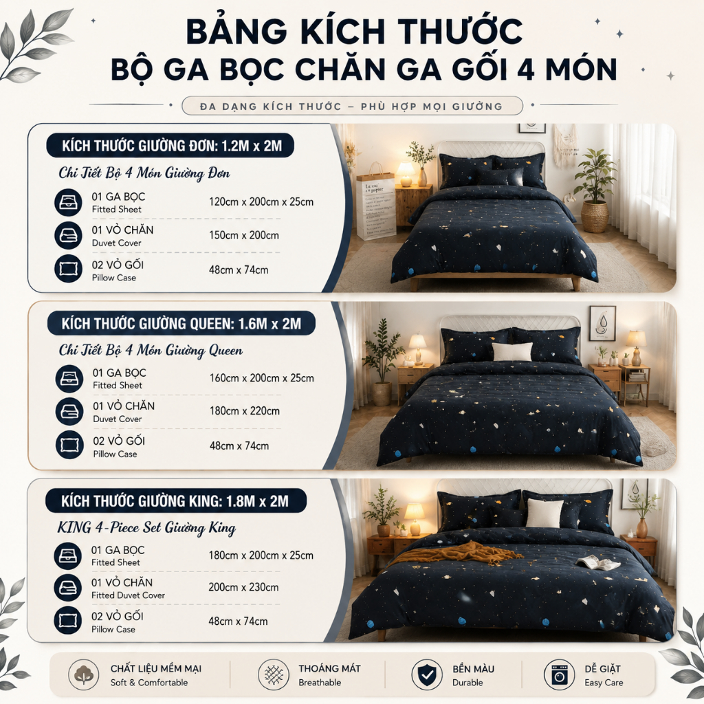 Hàng Sẵn Bộ Drap 4 Món Phong Cách Vũ Trụ | Miễn Phí Ship + Giao Nhanh + Giảm Giá Thêm
