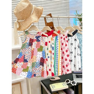 MuyoNowo Tập Đi Bé Gái Dây Sundress Nhiều In Hình Dễ Thương Đi Biển Mùa Hè Một Dòng Đầm Trẻ Em