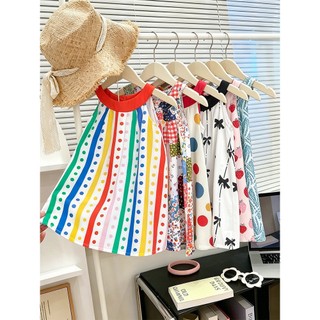MuyoNowo Tập Đi Bé Gái Dây Sundress Nhiều In Hình Dễ Thương Đi Biển Mùa Hè Một Dòng Đầm Trẻ Em