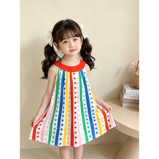 MuyoNowo Tập Đi Bé Gái Dây Sundress Nhiều In Hình Dễ Thương Đi Biển Mùa Hè Một Dòng Đầm Trẻ Em