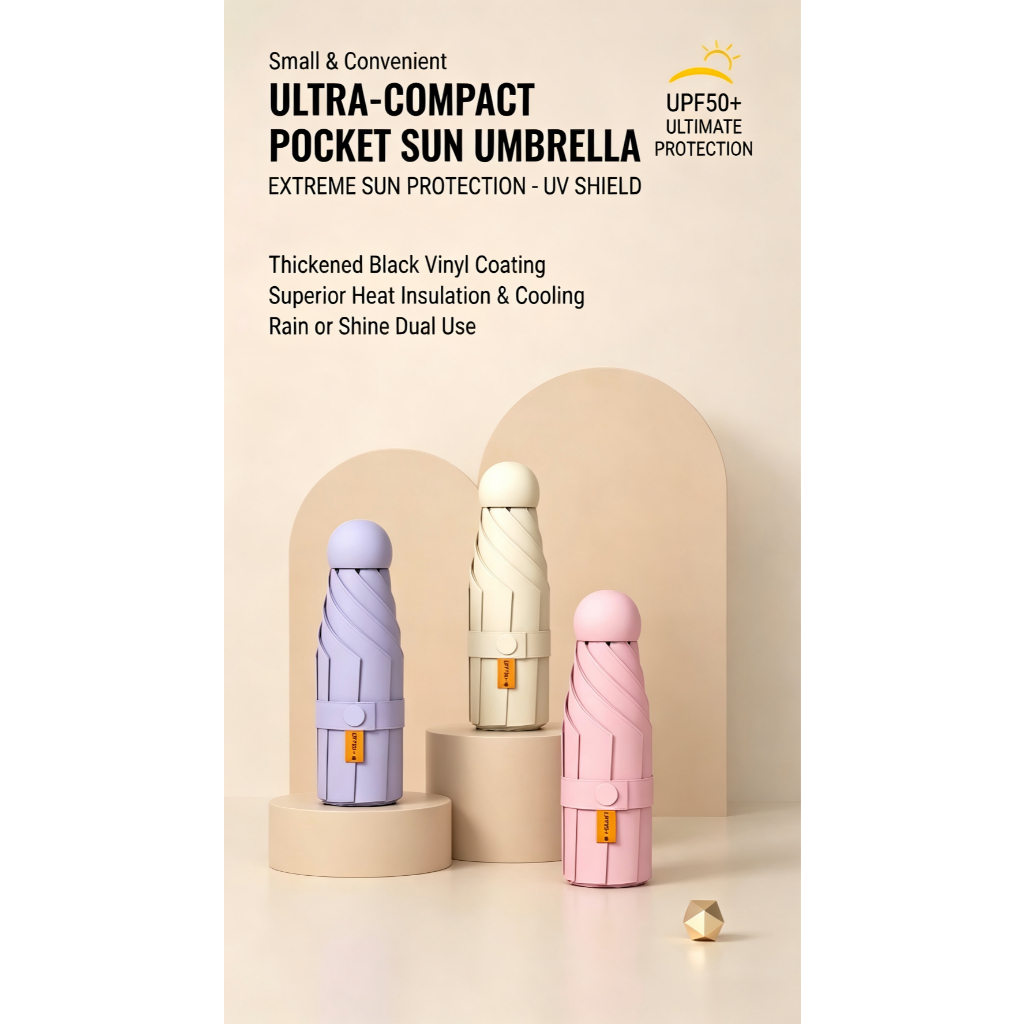 Dù di động Mini RainPix 6 khung nhiều màu UPF50 + Nhẹ