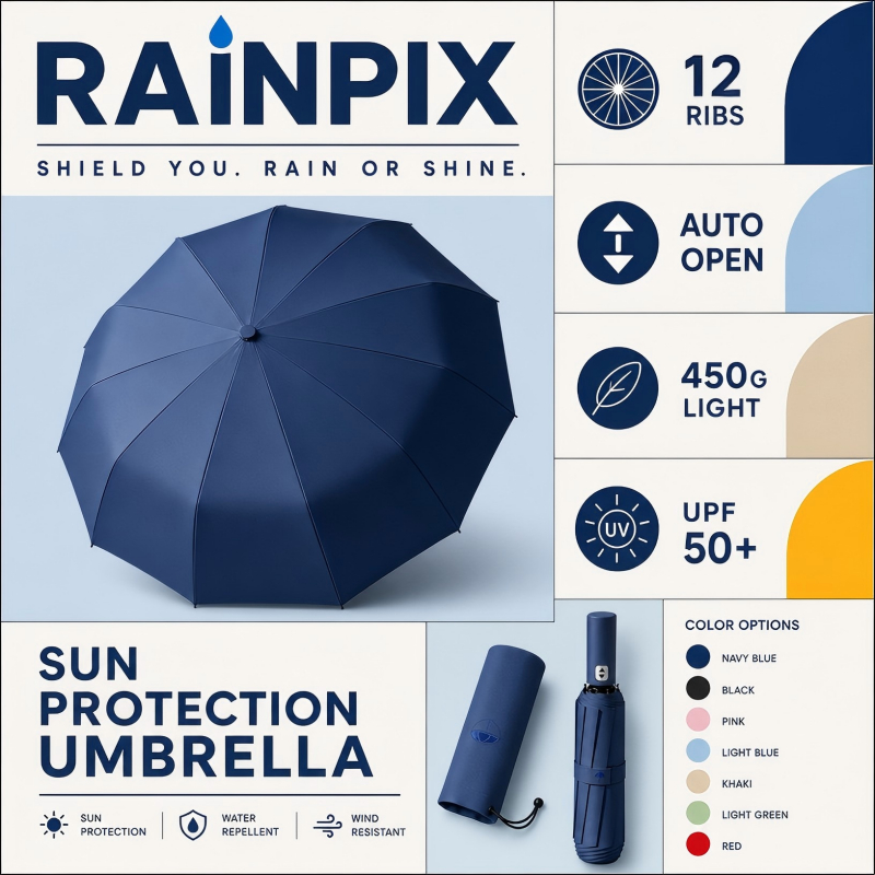 RAINPIX Ô chống nắng 12 tông hoàn toàn tự động Nhiều màu sắc Tùy chọn phong cách Siêu tiện lợi Áo mở tự động