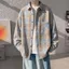 Áo sơ mi nam dài tay công sở màu đen được kiểm tra Áo sơ mi Cotton kẻ sọc Oversize thông thường