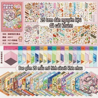 Thu Nhỏ Cảnh Dán Bộ Sưu Tập Sách Sáng Tạo 3D Ba Chiều Cabin Cảnh Quan Dán