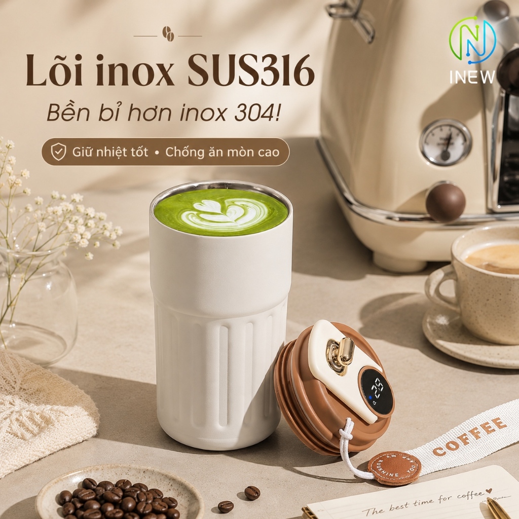 Bình Giữ Nhiệt Inox 316 Mới Cốc Di Động 2 Lớp bình nước giữ nhiệt