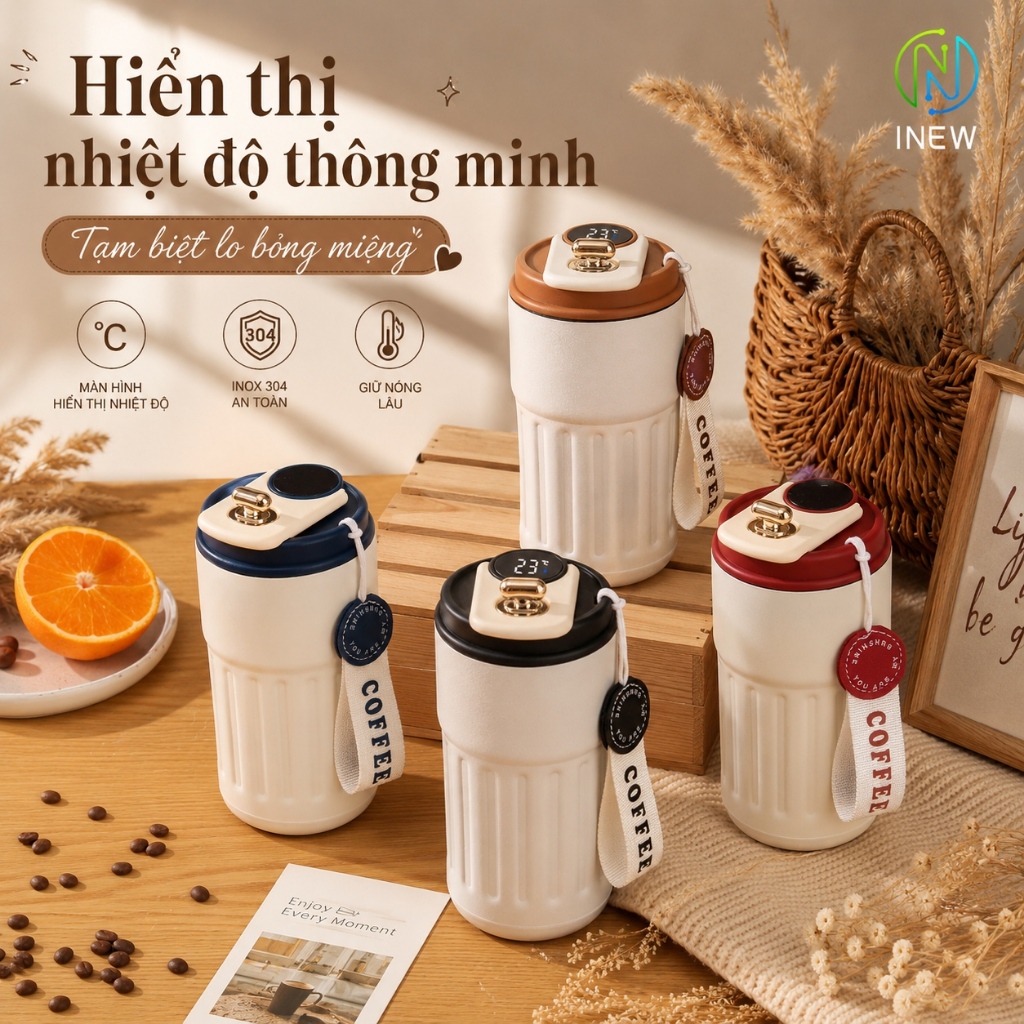 Bình Giữ Nhiệt Inox 316 Mới Cốc Di Động 2 Lớp bình nước giữ nhiệt