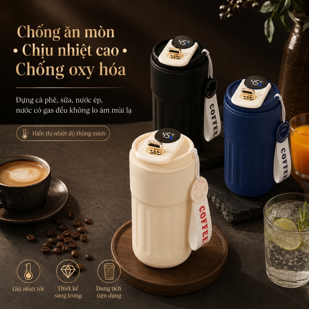 Bình Giữ Nhiệt Inox 316 Mới Cốc Di Động 2 Lớp bình nước giữ nhiệt