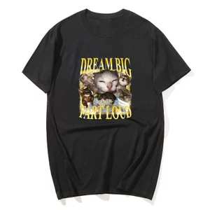 Ngộ nghĩnh Mèo Dream Lớn Xì Hơi Lớn Retro 90 Meme Áo Nam Nữ Hài Hước Áo Thun Quá Khổ Áo Thời Trang Hoạt Hình Áo Thun Dạo Phố