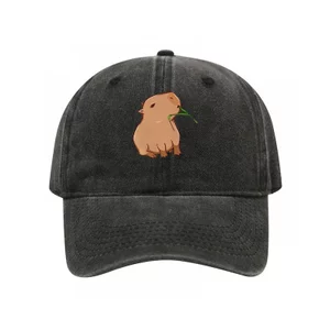 Vintage Capybara Với Lá Ăn Xanh Của Bạn Mũ Bóng Chày Unisex Đau Khổ Rửa Bố Nón Ngộ nghĩnh Capybara Mũ Thời Trang