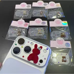 Phim ống kính điện thoại di động hoạt hình nổi 3D sang trọng bằng kim cương giả HD Nhãn dán ống kính trọn gói chống trầy xước Thích ứng với Apple 17ProMax / 17ProAR HD Scratch @