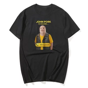 John Pork Is Calling Ngộ nghĩnh Meme In Áo Nam Nữ Thời Trang Dạo Phố Áo Thun Mùa Hè 100% Cotton Quá Khổ Áo