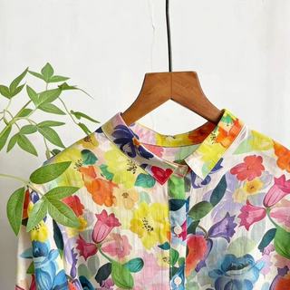 Áo sơ mi ngắn tay in hoa phong cách Hàn Quốc dành cho nữ
