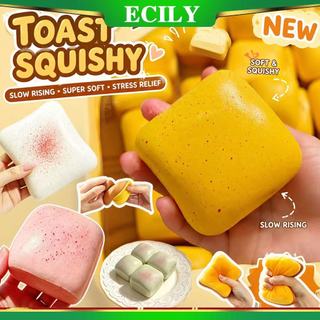 ECILY Squishy Mô Phỏng Bánh Mì Vuông Bóp Đồ Chơi Giảm Căng Thẳng Tăng Chậm Bánh Mì Nướng Nhỏ Cảm Giác Fidget Đồ Chơi Lo Âu ADHD Trẻ Em Người Lớn