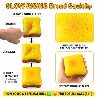 ECILY Squishy Mô Phỏng Bánh Mì Vuông Bóp Đồ Chơi Giảm Căng Thẳng Tăng Chậm Bánh Mì Nướng Nhỏ Cảm Giác Fidget Đồ Chơi Lo Âu ADHD Trẻ Em Người Lớn