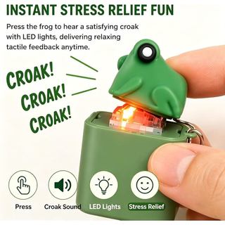 ECILY 2 Trong 1 Ngộ nghĩnh Croaking Ếch Vịt Móc Khóa Giảm Căng Thẳng Có Thể Sạc Lại Bàn Phím Cơ Móc Khóa Âm Thanh Với Đèn LED