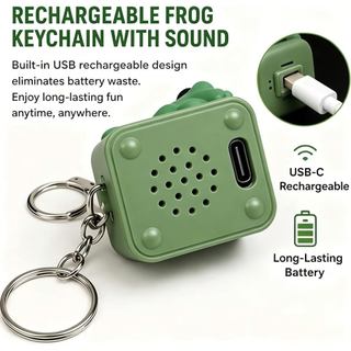 ECILY 2 Trong 1 Ngộ nghĩnh Croaking Ếch Vịt Móc Khóa Giảm Căng Thẳng Có Thể Sạc Lại Bàn Phím Cơ Móc Khóa Âm Thanh Với Đèn LED