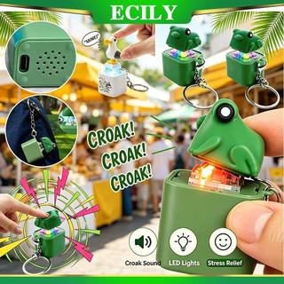 ECILY 2 Trong 1 Ngộ nghĩnh Croaking Ếch Vịt Móc Khóa Giảm Căng Thẳng Có Thể Sạc Lại Bàn Phím Cơ Móc Khóa Âm Thanh Với Đèn LED
