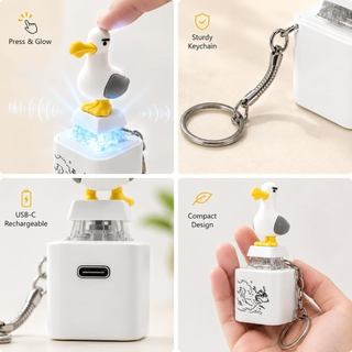 ECILY Ngộ nghĩnh Seagull Mỏ Móc Khóa Có Âm Thanh Type-C Sạc Giảm Căng Thẳng Đồ Chơi Phát Sáng Túi Dễ Thương Mặt Dây Chuyền Trang Trí Máy Tính Để Bàn Quà Tặng Mới Lạ