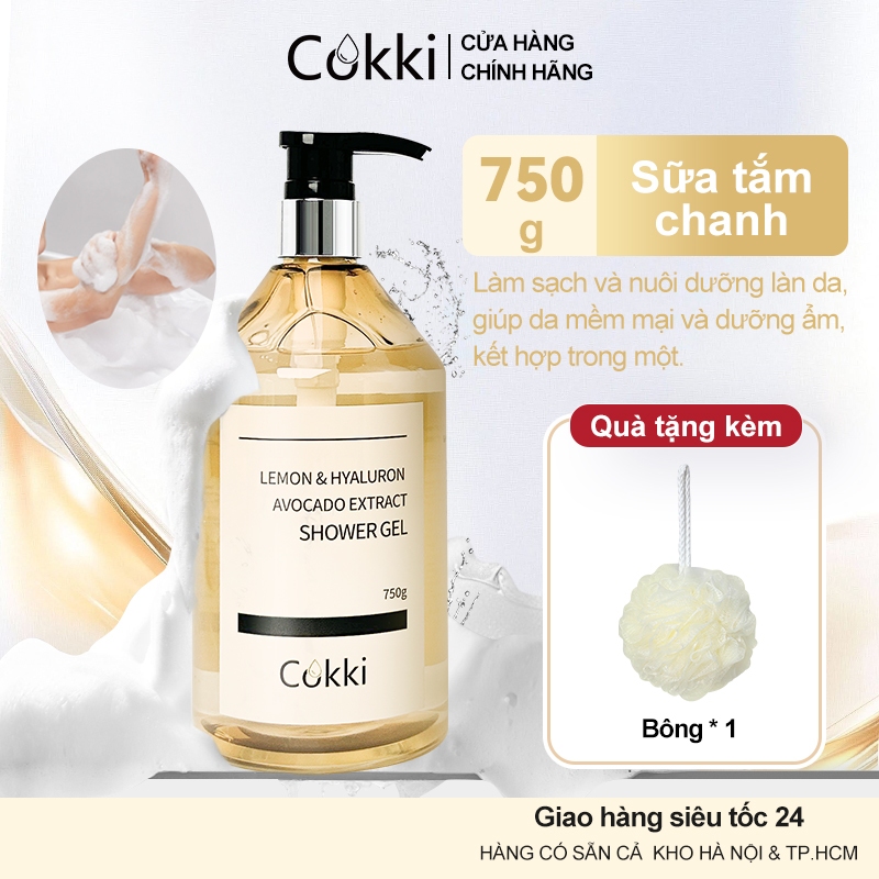 Sữa Tắm Dưỡng Da & Làm Sạch Sâu Cokki 750g - Chiết Xuất Chanh Tươi & Vitamin C Tẩy Tế Bào Chết, Dưỡng Ẩm - Cho Da Sáng Mịn, Se Khít Lỗ Chân Lông Hiệu Quả