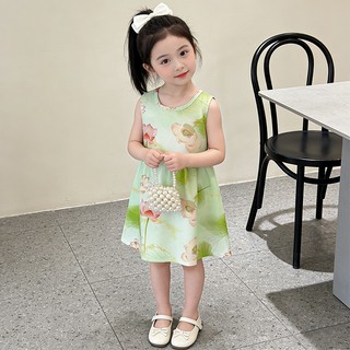 MuyoNowo Bé Gái Không Tay Hoa Sundress Size 90 Đầm Chữ A Mùa Hè Cho Bé