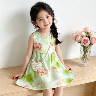 MuyoNowo Bé Gái Không Tay Hoa Sundress Size 90 Đầm Chữ A Mùa Hè Cho Bé