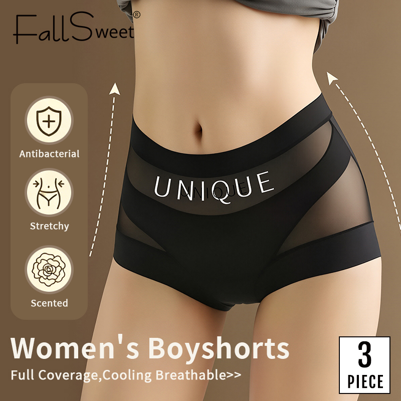 FallSweet Combo 3 Siêu Mỏng Quần Lót Nữ Boxerm, Thiết kế Mid Eo ,Nâng Hông Và Bụng,Thoáng Khí