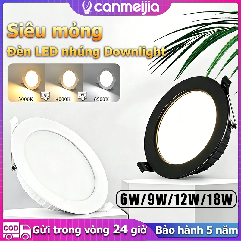 đèn downlight trong nhà đèn trần phòng khách 6W/9W/12W/18W Đèn Led âm trần siêu mỏng đèn âm trần