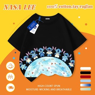 [Giao hàng trong ngày] Áo thun Cotton nguyên chất màu trắng cho trẻ em NASA Phim hoạt hình Koala Stitch In hình hợp thời trang 3-16 tuổi Bé trai bé gái tay ngắn thông thường 2