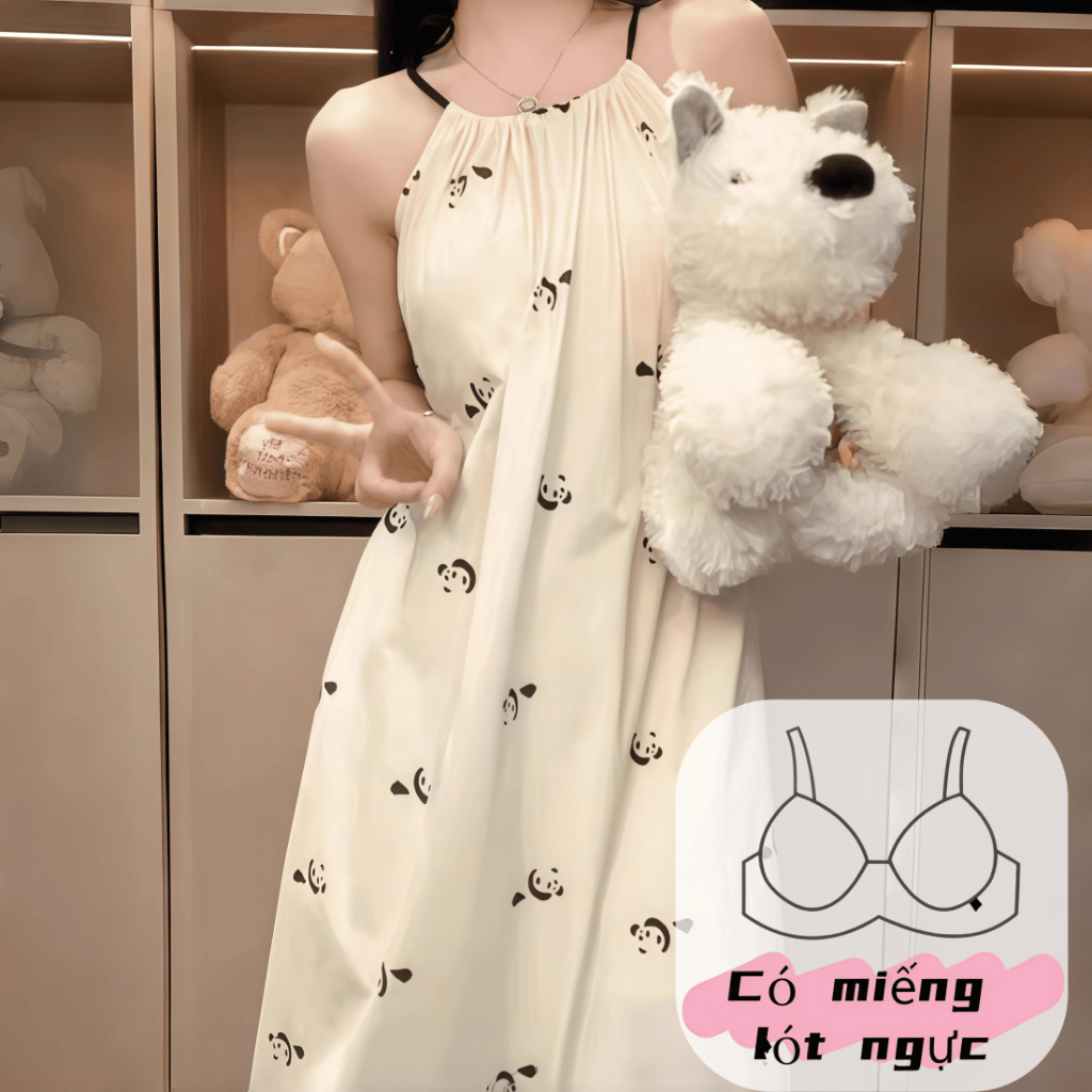 【Có miếng độn ngực】Đầm ngủ nữ mới xuân hè 2026: Dáng dây quai dễ thương, chất cotton mềm mại mỏng nhẹ, in họa tiết ngọt ngào, dáng rộng thoải mái【mặc nhà hay đi chơi đều xinh】