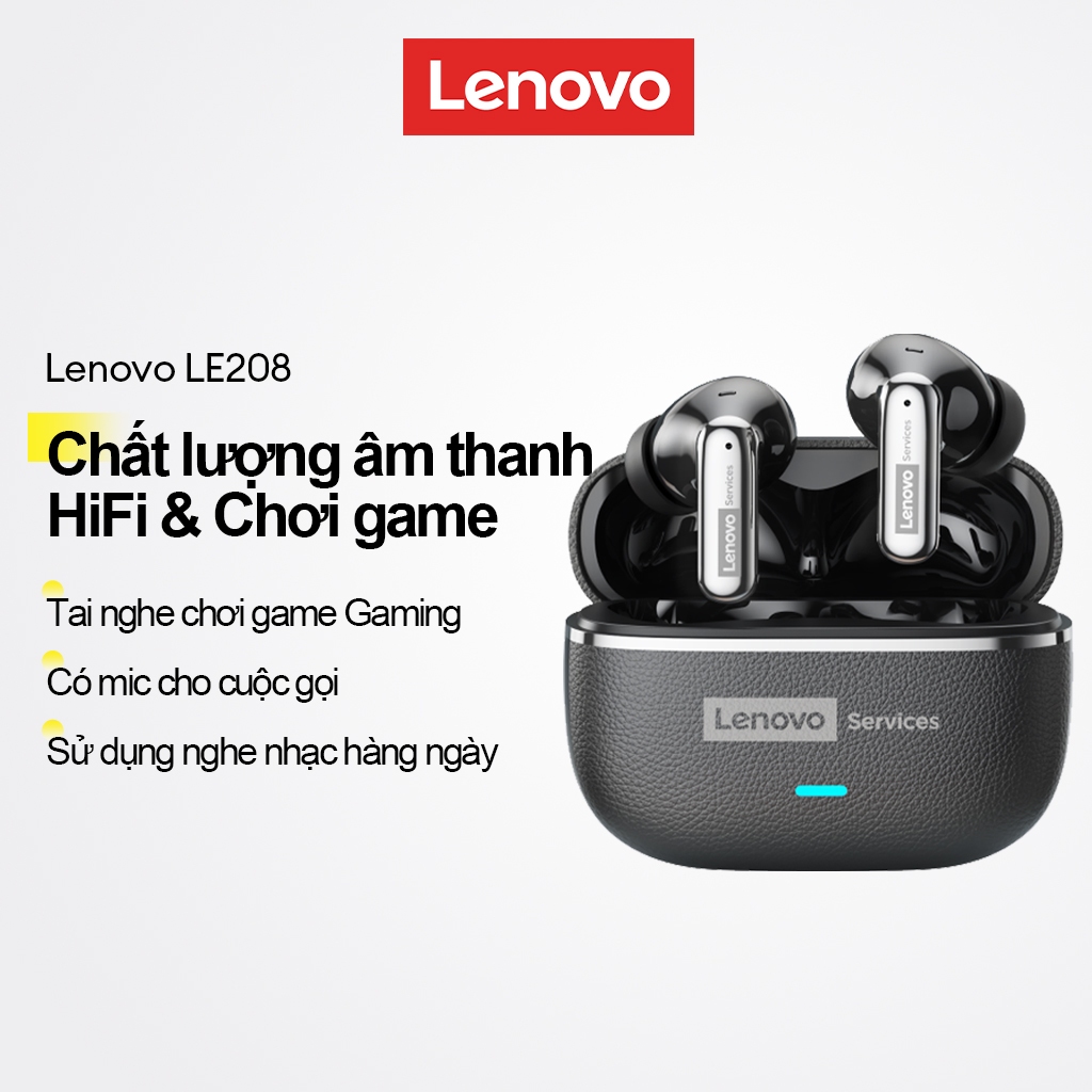 Tai nghe chơi game Lenovo LE208 Tai nghe Bluetooth Chất lượng âm thanh HIFI có Mic để gọi nhạc Sử dụng hàng ngày